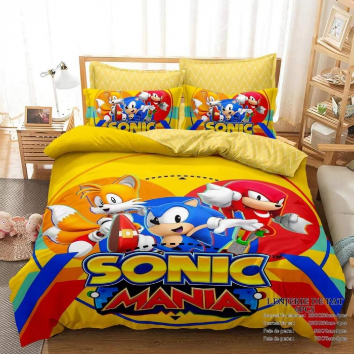 Lenjerie Pat Dublu, Bumbac Finet, 6 piese, MODEL IDENTIC CU POZA - Sonic Mania