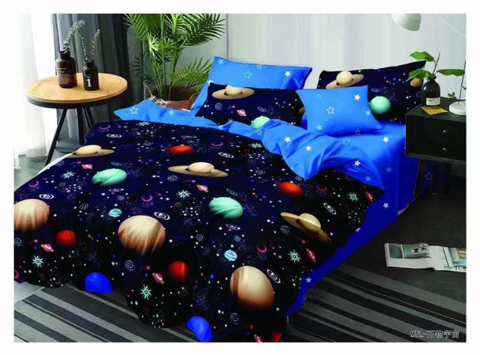 Lenjerie Pat Dublu, Bumbac Finet, 6 Piese - Galaxy