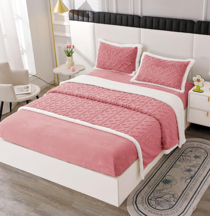 Lenjerie Pat Dublu Cocolino 4 Piese, cu Elastic, din Blanita Tricotata
