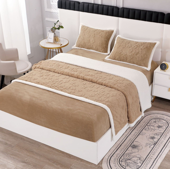Lenjerie Pat Dublu Cocolino 4 Piese, cu Elastic, din Blanita Tricotata