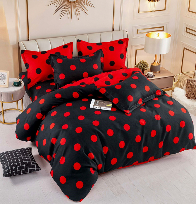 Lenjerie Pat Dublu din Bumbac Tip Finet, cu Elastic, 6 Piese - Buburuza [2]