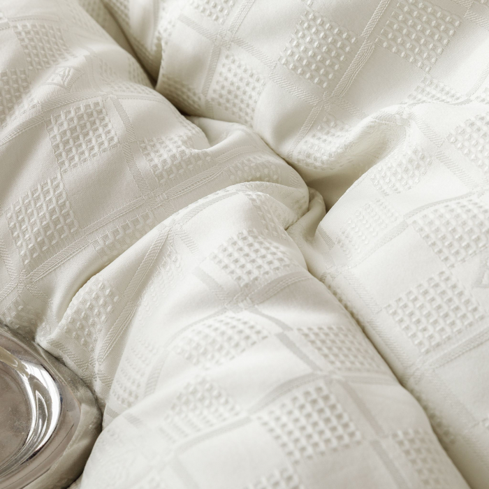 Lenjerie Pat Dublu, Jacquard Finetat, 6 Piese - Crem [8]