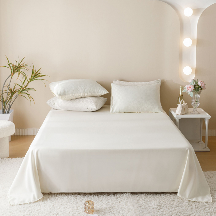 Lenjerie Pat Dublu, Jacquard Finetat, 6 Piese - Crem [7]