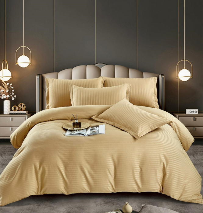 Lenjerie Pat Single 100% Premium Damasc - Galben [2]