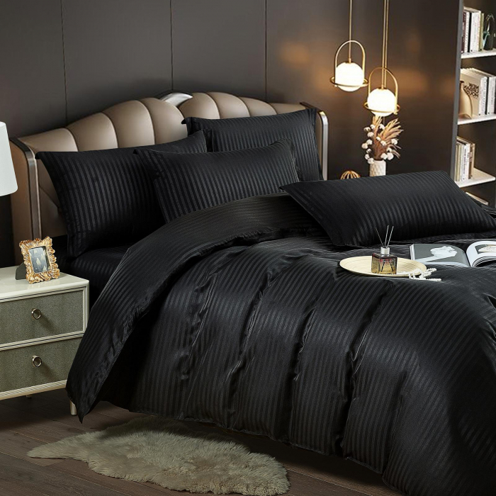 Lenjerie Pat Single 100% Premium Damasc - Negru [3]