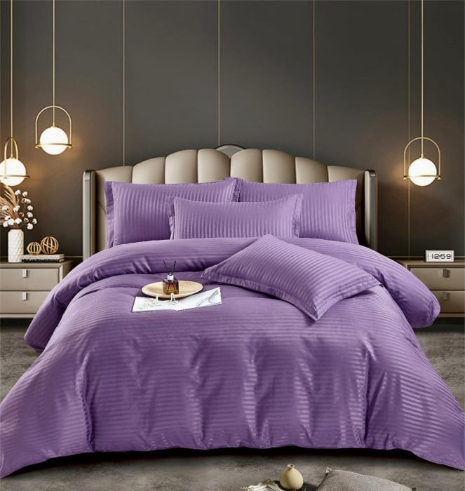 Lenjerie Pat Single 100% Premium Damasc - Mov [2]