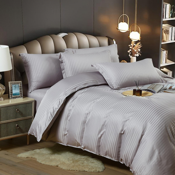 Lenjerie Pat Single 100% Premium Damasc - Gri Deschis [3]