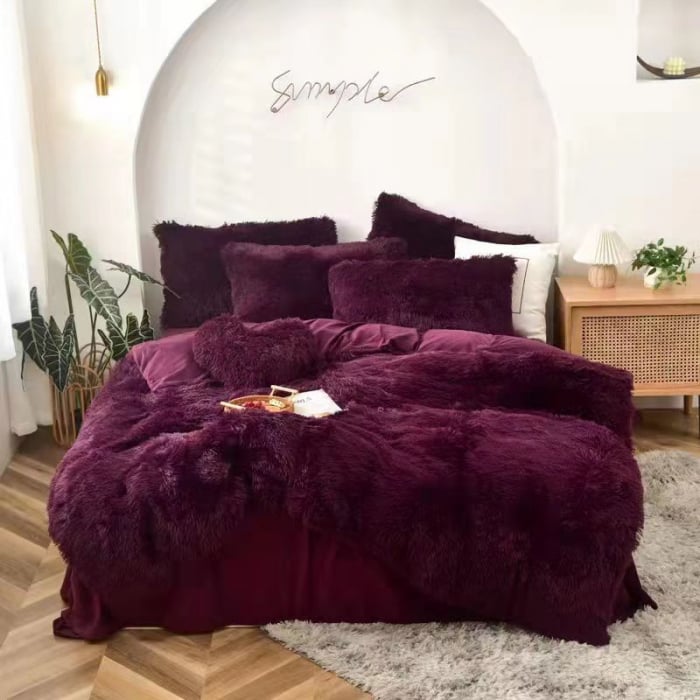 Lenjerie pat super pufoasa COCOLINO Fluffy 6 Piese - Purple