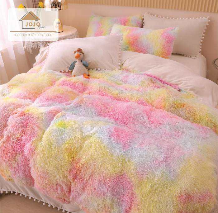 Lenjerie pat super pufoasa COCOLINO Fluffy 6 Piese - Roz Multicolor