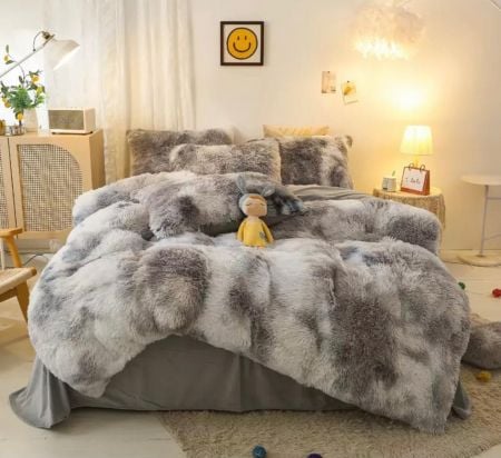 Lenjerie pat super pufoasa COCOLINO Fluffy 6 Piese - Gri Deschis