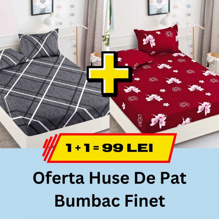 Pachet promotional 1 + 1 Husa de Pat Din bumbac Finet, LP-PPHBF-2