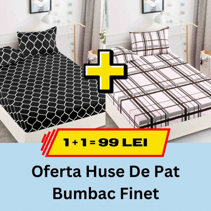 Pachet promotional 1 + 1 Husa de Pat Din bumbac Finet, LP-PPHBF-18