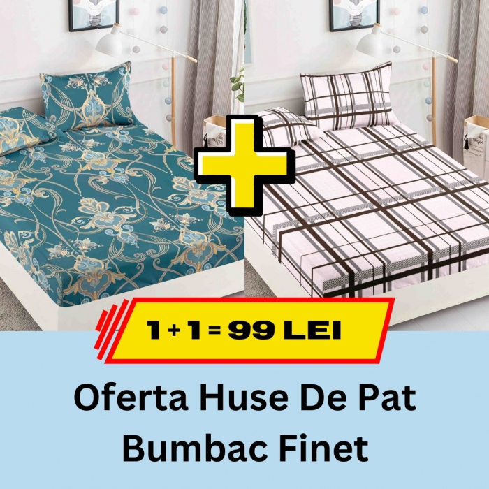 Pachet promotional 1 + 1 Husa de Pat Din bumbac Finet, LP-PPHBF-19