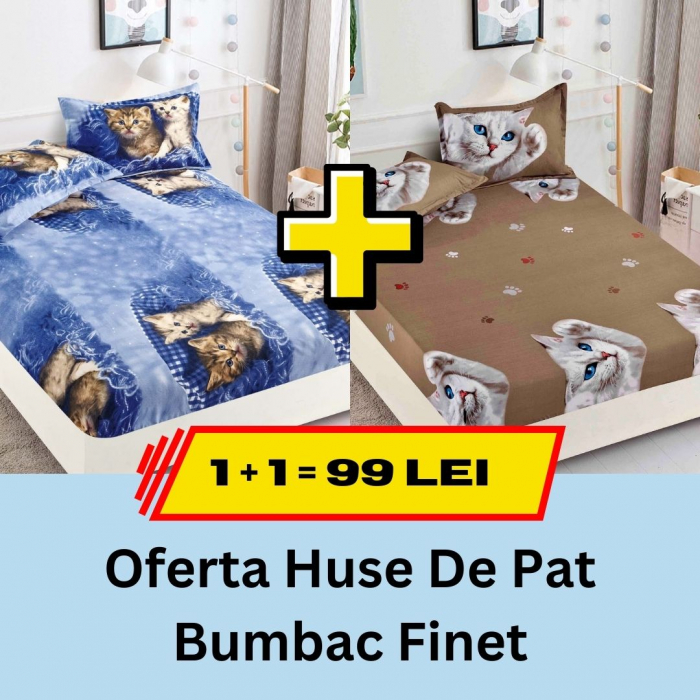 Pachet promotional 1 + 1 Husa de Pat Din bumbac Finet, LP-PPHBF-20