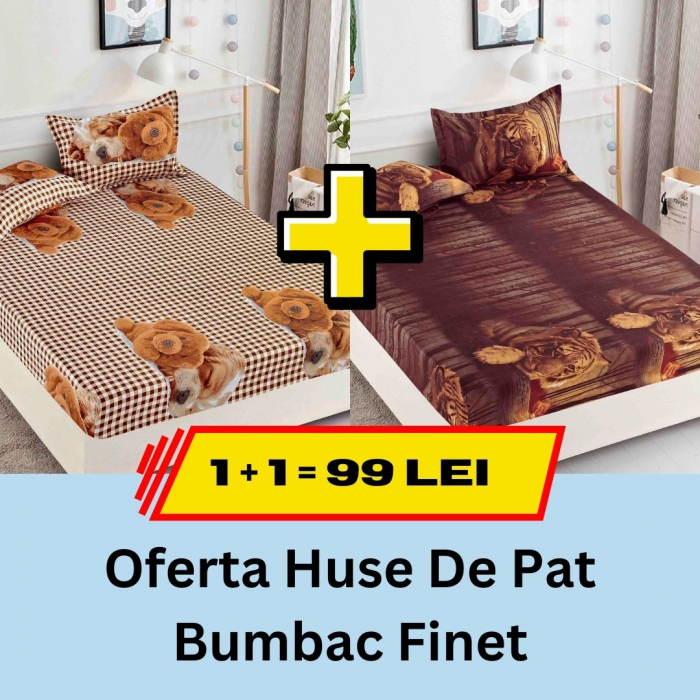 Pachet promotional 1 + 1 Husa de Pat Din bumbac Finet, LP-PPHBF-21