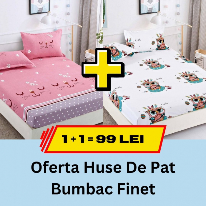 Pachet promotional 1 + 1 Husa de Pat Din bumbac Finet, LP-PPHBF-23