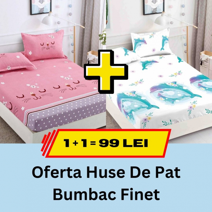 Pachet promotional 1 + 1 Husa de Pat Din bumbac Finet, LP-PPHBF-24