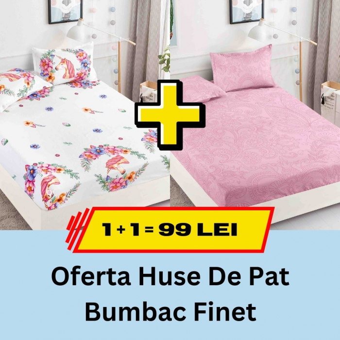 Pachet promotional 1 + 1 Husa de Pat Din bumbac Finet, LP-PPHBF-28