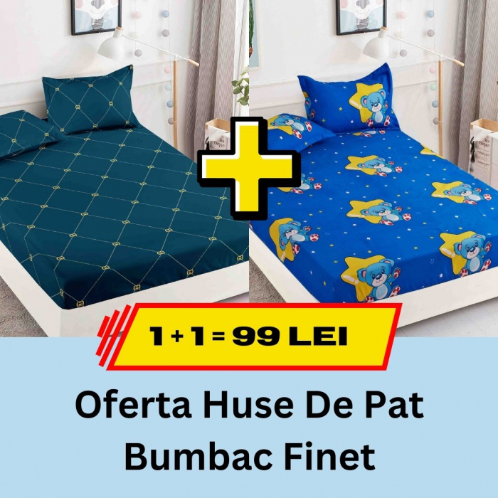 Pachet promotional 1 + 1 Husa de Pat Din bumbac Finet, LP-PPHBF-30