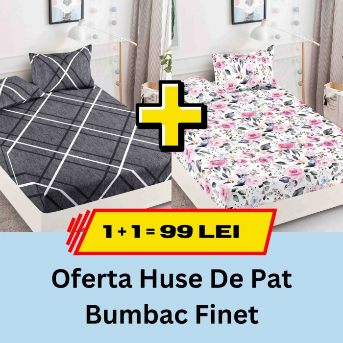 Pachet promotional 1 + 1 Husa de Pat Din bumbac Finet, LP-PPHBF-4