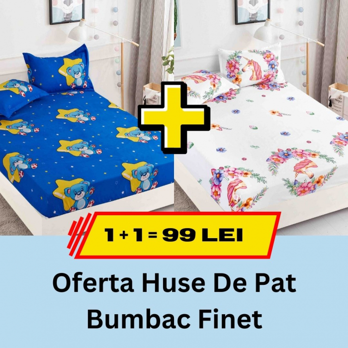 Pachet promotional 1 + 1 Husa de Pat Din bumbac Finet, LP-PPHBF-32