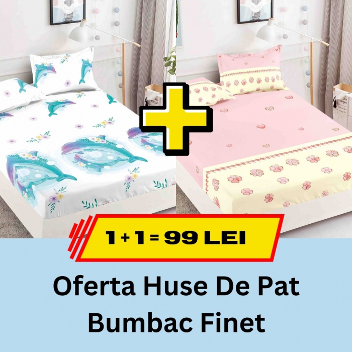 Pachet promotional 1 + 1 Husa de Pat Din bumbac Finet, LP-PPHBF-34