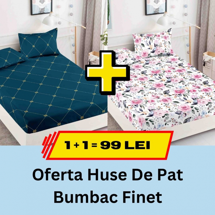 Pachet promotional 1 + 1 Husa de Pat Din bumbac Finet, LP-PPHBF-5