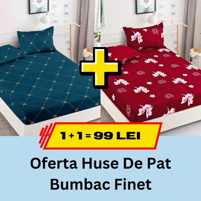 Pachet promotional 1 + 1 Husa de Pat Din bumbac Finet, LP-PPHBF-6