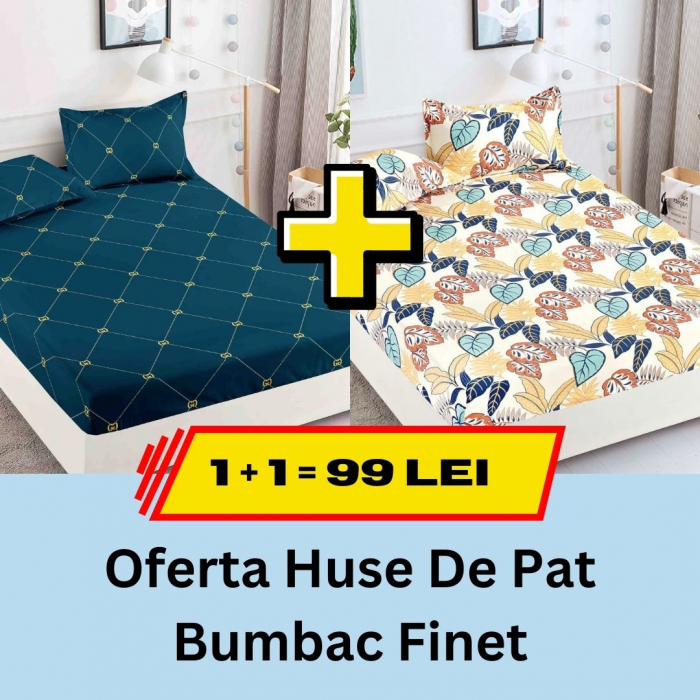 Pachet promotional 1 + 1 Husa de Pat Din bumbac Finet, LP-PPHBF-7