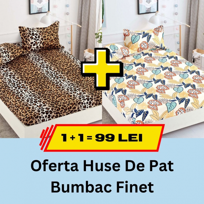 Pachet promotional 1 + 1 Husa de Pat Din bumbac Finet, LP-PPHBF-8
