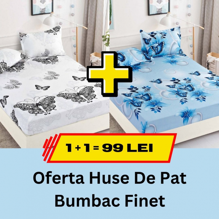 Pachet promotional 1 + 1 Husa de Pat Din bumbac Finet, LP-PPHBF-9