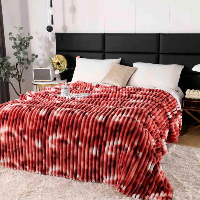 Patura Cocolino 200x230cm - Rosu, Coral/Alb [2]