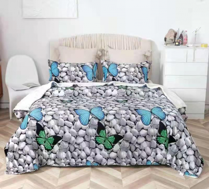 Patura Cocolino Cu Blanita + 2 Fete Perna - Butterflies Stones