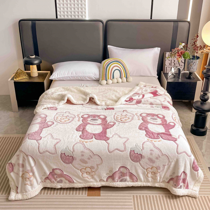 Patura Cocolino Cu Blanita 200x230cm - Ursulet Roz [1]