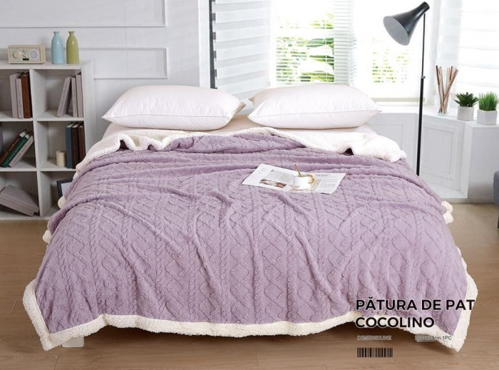 Patura Cocolino Tip Tricotaj Cu Blanita 200x230cm - Lila