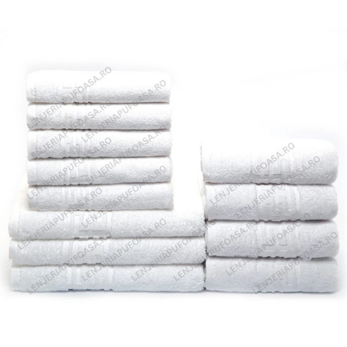Set 12 Prosoape Premium Bumbac 100%, 550g m  ², pentru Maini, Fata si Corp - Alb