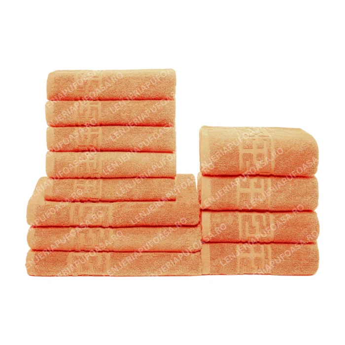 Set 12 Prosoape Premium Bumbac 100%, 550g m  ², pentru Maini, Fata si Corp - Portocaliu