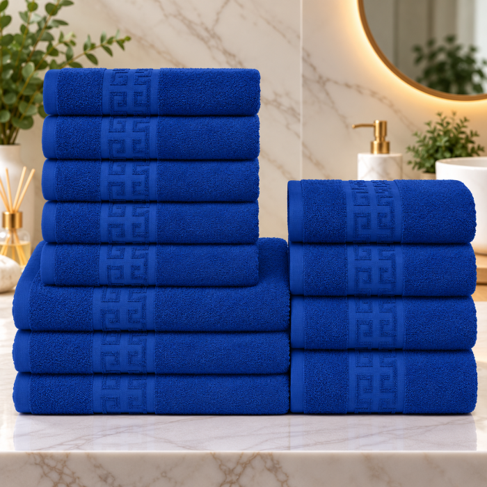 Set 12 Prosoape Maini Fata Corp, Bumbac 100%, 550g m  ² - Albastru Inchis