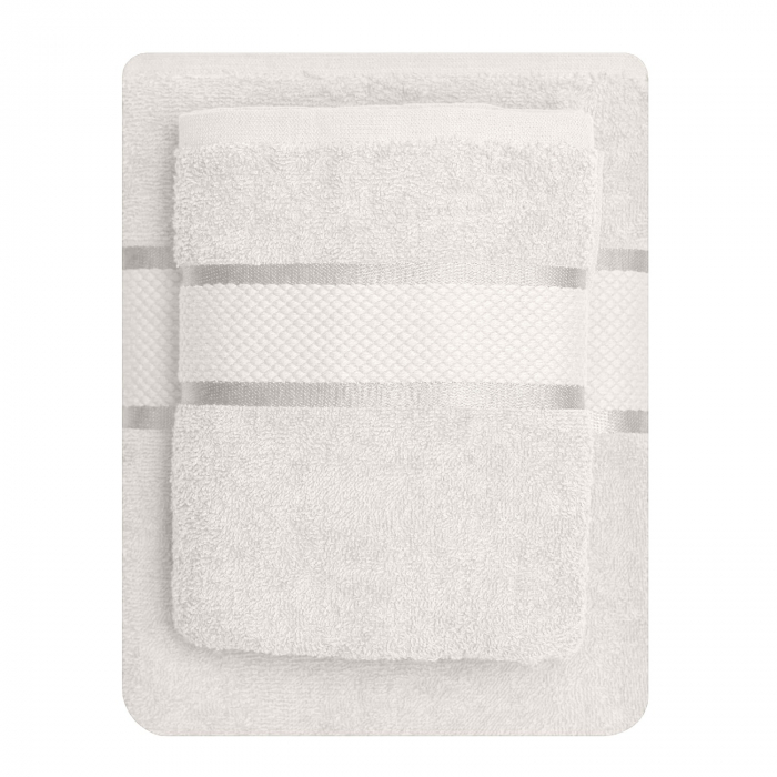 Set 2 Prosoape Baie, Bumbac 100%, 400g/m², Linii, Alb [4]
