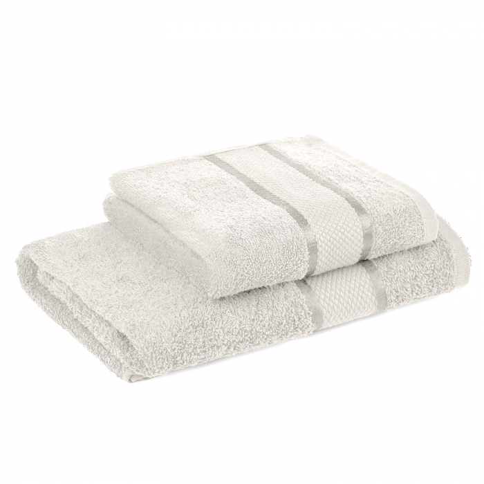 Set 2 Prosoape Baie, Bumbac 100%, 400g/m², Linii, Alb [2]