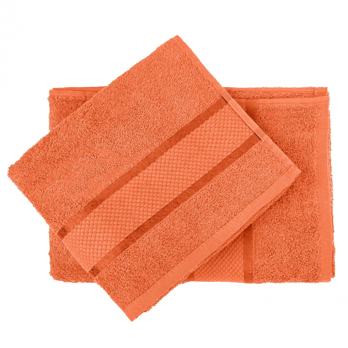 Set 2 Prosoape Baie, Bumbac 100%, 400g/m², Linii, Portocaliu [2]