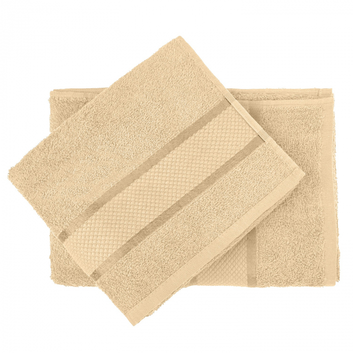 Set 2 Prosoape Baie, Bumbac 100%, 400g/m², Linii, Crem [3]