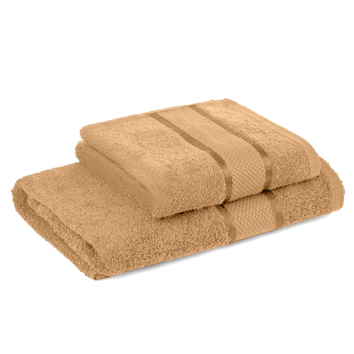 Set 2 Prosoape Baie, Bumbac 100%, 400g/m², Linii, Bej [4]