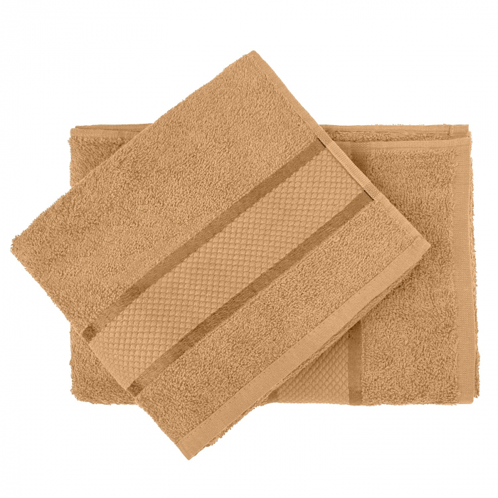 Set 2 Prosoape Baie, Bumbac 100%, 400g/m², Linii, Bej [2]