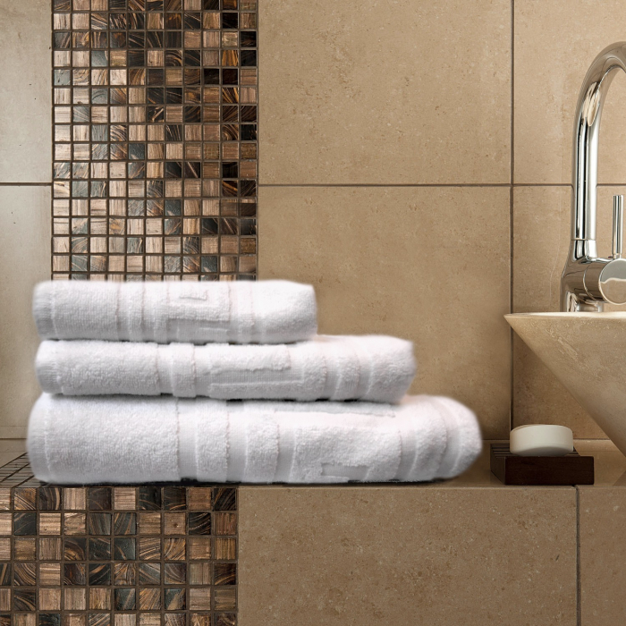 Set 3 Prosoape Hotel, Bumbac 100%, 70x140 - Alb [4]