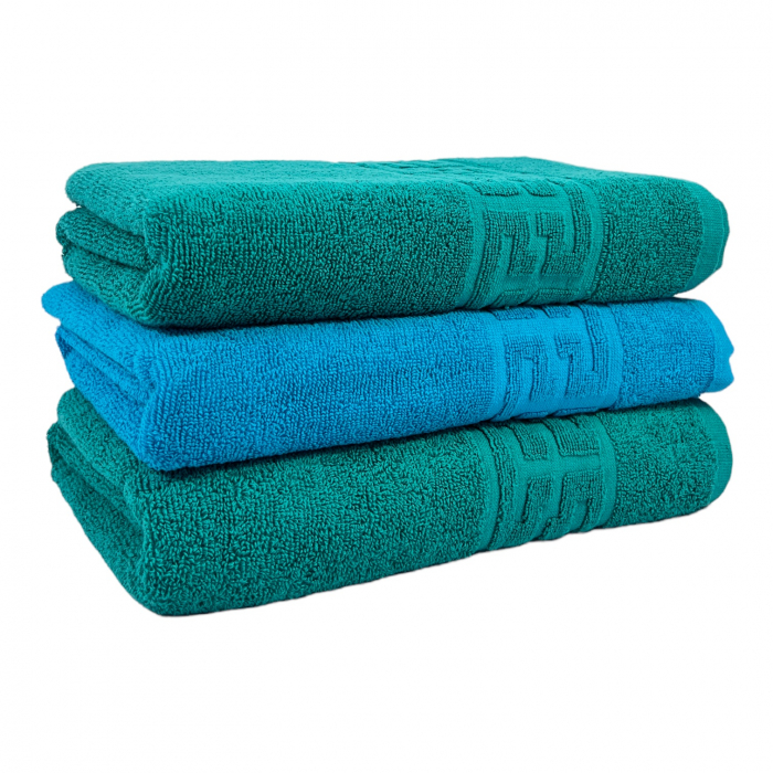 Set 3 Prosoape Baie, Bumbac 100% - Verde Bleu