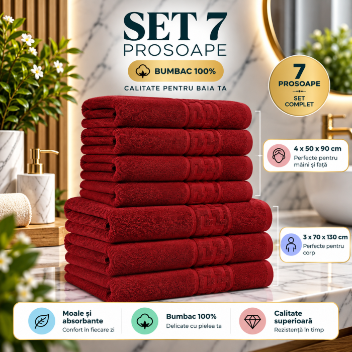 Set 7 Prosoape, Bumbac 100%, 550g m  ²
