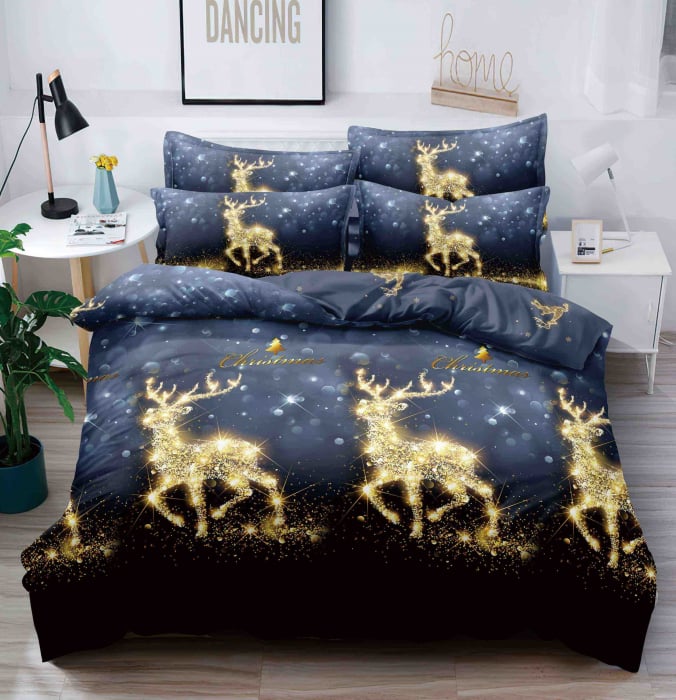 Set Lenjerie de Pat Crăciun 5D cu Elastic – 6 Piese pentru Pat Dublu, Christmas Collection - Copie [5]