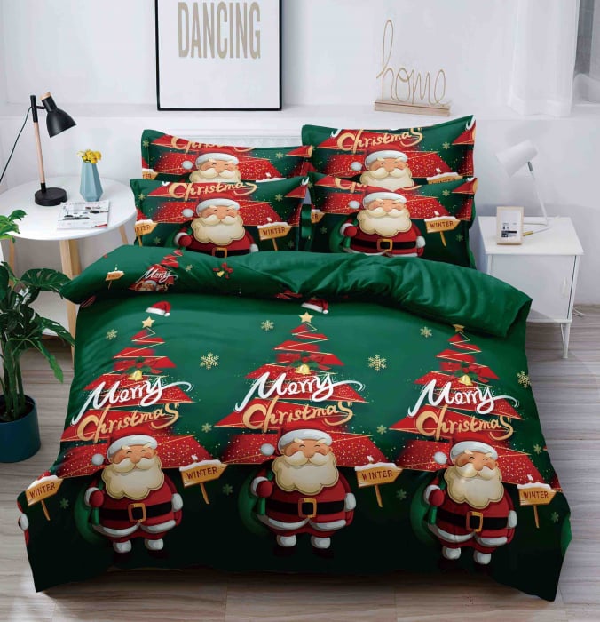 Set Lenjerie de Pat Crăciun 5D cu Elastic – 6 Piese pentru Pat Dublu, Christmas Collection - Copie [6]