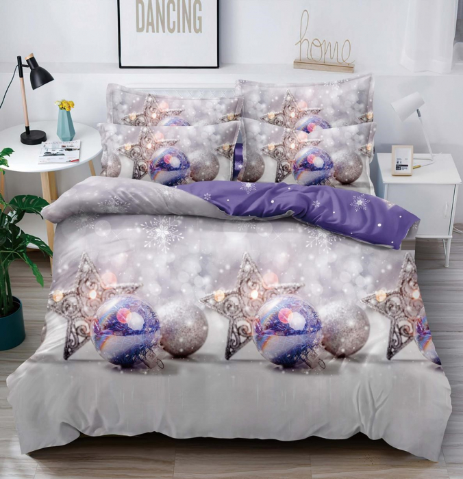 Set Lenjerie De Pat Craciun 6 Piese Pat 2 Persoane, Christmas Collection
